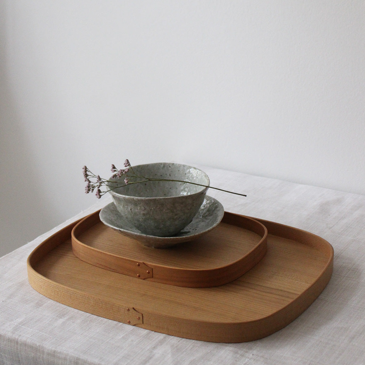 JAPANESE SHAKER STYLE TRAY IN NATURAL CHERRY WOOD