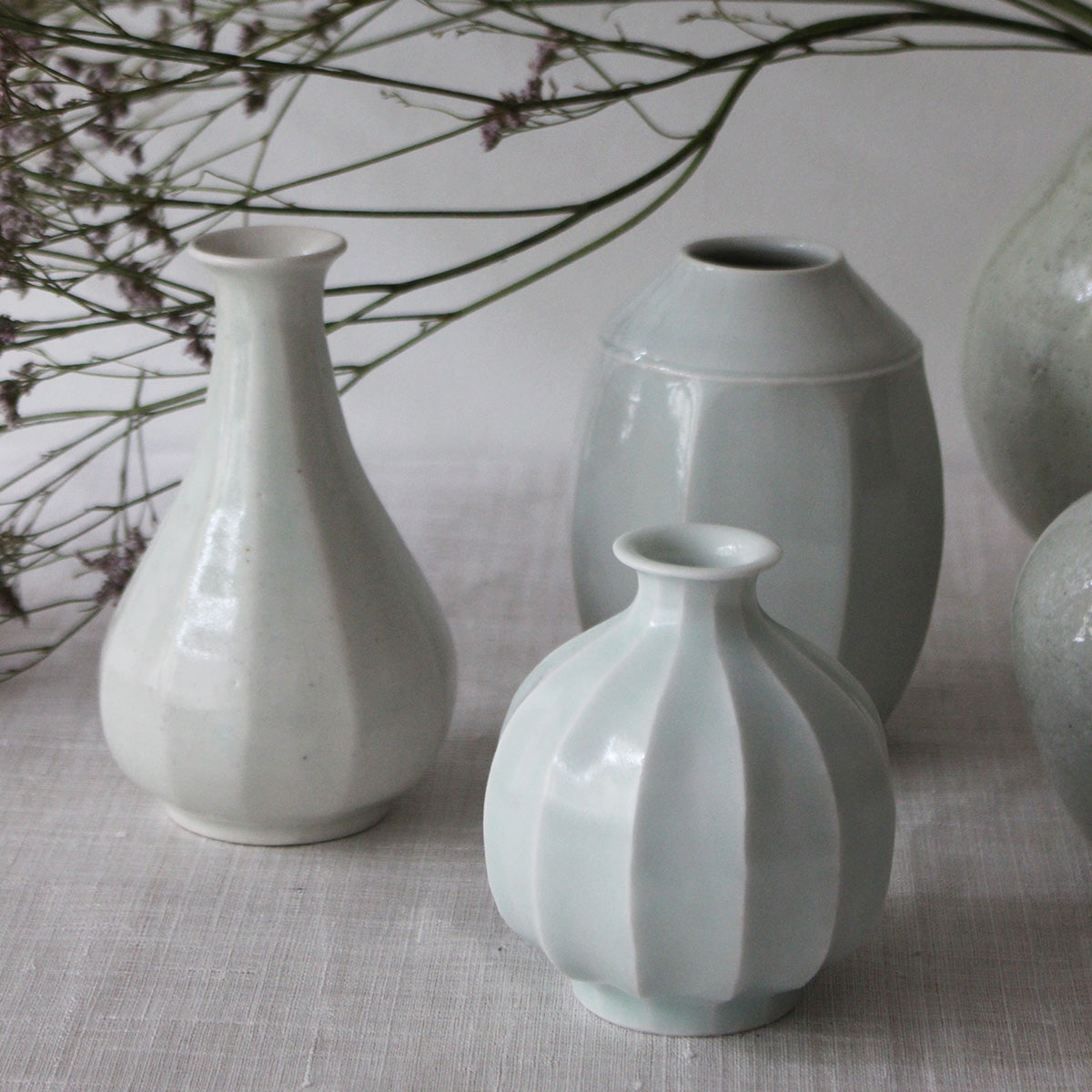 Korean white porcelain and celadon vase